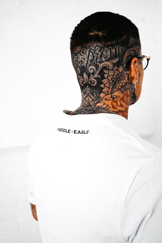 Signature T Shirt - Ivory and Black crest