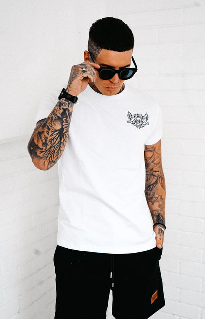 Signature T Shirt - Ivory and Black crest